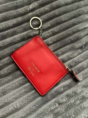 Coach x Selena Gomez Mini Skinny ID Case in Red Leather